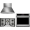 Monogram 3-Piece Package ZGU36RSLSS 36 Inch Gas Cooktop and ZTS90DPSNSS 30 Inch Built-In Electric Smart Single Wall Ove and ZVW1360SPSS 36 Inch Professional Wall Mount Smart Range Hoo