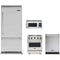 Viking 4-Piece Package VCBB5364RSS 36 Inch Built-In Bottom Mount Refrigerator and VGIC53024BSSLP 30 Inch Freestanding Professional Gas Range and VDWU524SS 24 Inch Fully Integrated Dishwasher and VMOR506SS 30 Inch Convection Microwave Hood