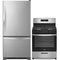 Whirlpool 2-Piece Package WRB322DMBM 33 Inch Bottom-Freezer Refrigerator and WFG320M0MS 30 Inch Freestanding Gas Range