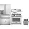 Bertazzoni 4-Piece Package REF36FDFZXNT 36 Inch Freestanding 4-Door French Door Refrigerator and PRO366BCFGMXT 36 Inch Freestanding Gas Range and DW24T3IXT 24 Inch Fully Integrated Built-In Dishwasher and KU36PRO1XV 36 Inch Under Cabinet Range Hood