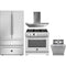 Bertazzoni 4-Piece Package PRO366BCFGMXT 36 Inch Freestanding Gas Range and KTI36XT 36 Inch Island Mount Range Hood and DW24T3IXV 24 Inch Fully Integrated Built-In Dishwasher and REF36FDFIXNV 36 Inch Freestanding 4-Door French Door Refrigerator