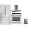 Bertazzoni 4-Piece Package PRO366BCFGMXT 36 Inch Gas Range and KTI36XT 36 Inch Island Hood and DW24S3IPV 24 Inch Panel Ready Dishwasher and REF36FDFIXNV 36 Inch 4-Door French Door Refrigerator
