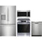 Frigidaire 4-Piece Package FRFC2323AS 36 Inch Counter Depth French Door Refrigerator and GCFE3060BF 30 Inch Freestanding Electric Range and GDSP4715AF 24 Inch Fully Integrated Dishwasher and GMOS1962AF 30 Inch Over-The-Range Microwave