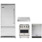 Viking 4-Piece Package VCBB5364LSS 36 Inch Built-In Bottom Mount Refrigerator and VGIC53024BSSLP 30 Inch Freestanding Professional Gas Range and VDWU524SS 24 Inch Fully Integrated Dishwasher and VWH530121SS 30 Inch Wall Mount Range Hood