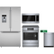 Bosch 4-Piece Package B36FD52SNS 36 Inch Freestanding French Door Smart Refrigerator and HII8057U 30 Inch Slide-In Induction Range and SHX78CM5N 24 Inch Fully Integrated Built-In Smart Dishwasher and HMV5053U 2.1 cu. ft. Over-the-Range Microwave Oven