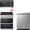 LG 3-Piece Package LDGL6924S 30 Inch Double Gas Oven Range and LDFN4542S 24 Inch Full Console Dishwasher and MVEM1825X 1.8 Cu. Ft. Over-the-Range Smart Microwave Ove