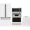 Cafe 4-Piece Package CWE19SP4NW2 33 Inch Counter Depth French Door Refrigerator and CES700P4MW2 30 Inch Slide-In Electric Range and CVM517P4RW2 30 Inch Over-the-Range Convection Microwave and SHV78CM3N 24 Inch Panel Ready Smart Dishwasher