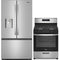 Whirlpool 2-Piece Package WRFF3536SZ 36 Inch Freestanding French Door Refrigerator and WFG320M0MS 30 Inch Freestanding Gas Range