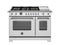 BERTAZZONI HER486BTFEPXT 48 inch Dual Fuel Range, 6 Brass Burners and Griddle, Electric Self-Clean Oven Stainless Steel