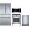 Bosch 4-Piece Package B36CL80SNS 36 Inch Counter Depth French Door Smart Refrigerator and HGS8055UC 30 Inch Freestanding Gas Range and SHX53DM5N 24 Inch Fully Integrated Built-In Smart Dishwasher and HMV5053U 2.1 cu. ft. Over-the-Range Microwave Oven