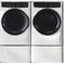 Electrolux ELFW7738AW 27 Inch Front Load Washer & Electrolux ELFE7738AW 27 Inch Front Load Electric Dryer with Electrolux EPWD257UIW 27 Inch Island White Pedestal