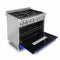 ZLINE 36 in. Professional Dual Fuel Range with Blue Gloss Door RABG36