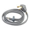 6' Gray Electric Dryer Power Cord with 30-amp, 3-Wire, right-angle plug, and adjustable strain relief bracket
