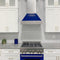 30 In. Ducted Satin Stainless Steel Wall Mount Range Hood With Blue Gloss Shell