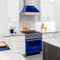 30 In. Ducted Satin Stainless Steel Wall Mount Range Hood With Blue Gloss Shell