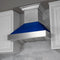 30 In. Ducted Satin Stainless Steel Wall Mount Range Hood With Blue Gloss Shell