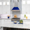 48 In. Ducted Satin Stainless Steel Wall Mount Range Hood With Blue Gloss Shell