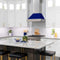 48 In. Ducted Satin Stainless Steel Wall Mount Range Hood With Blue Gloss Shell