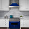 48 In. Ducted Satin Stainless Steel Wall Mount Range Hood With Blue Gloss Shell