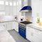 48 In. Ducted Satin Stainless Steel Wall Mount Range Hood With Blue Gloss Shell