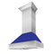 30 In. Ducted Satin Stainless Steel Wall Mount Range Hood With Blue Matte Shell