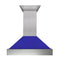 30 In. Ducted Satin Stainless Steel Wall Mount Range Hood With Blue Matte Shell