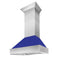 48 In. Ducted Satin Stainless Steel Wall Mount Range Hood With Blue Matte Shell