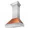 36 In. Ducted Satin Stainless Steel Wall Mount Range Hood With Copper Shell