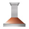 36 In. Ducted Satin Stainless Steel Wall Mount Range Hood With Copper Shell