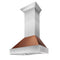 30 In. Ducted Satin Stainless Steel Wall Mount Range Hood With Hand-hammered Copper Shell
