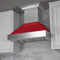 30 In. Ducted Satin Stainless Steel Wall Mount Range Hood With Red Gloss Shell