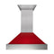 30 In. Ducted Satin Stainless Steel Wall Mount Range Hood With Red Gloss Shell