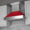 30 In. Ducted Satin Stainless Steel Wall Mount Range Hood With Red Gloss Shell