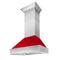 36 In. Ducted Satin Stainless Steel Wall Mount Range Hood With Red Gloss Shell