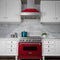 36 In. Ducted Satin Stainless Steel Wall Mount Range Hood With Red Gloss Shell