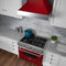 48 In. Ducted Satin Stainless Steel Wall Mount Range Hood With Red Gloss Shell