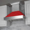 36 in. Ducted Satin Stainless Steel Wall Mount Range Hood with Red Matte Shell