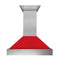 36 in. Ducted Satin Stainless Steel Wall Mount Range Hood with Red Matte Shell