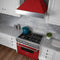 36 in. Ducted Satin Stainless Steel Wall Mount Range Hood with Red Matte Shell