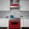 36 in. Ducted Satin Stainless Steel Wall Mount Range Hood with Red Matte Shell