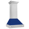 30 In. Satin Stainless Steel Wall Mount Range Hood With Blue Gloss Shell And Stainless Steel Handle