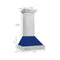 30 In. Satin Stainless Steel Wall Mount Range Hood With Blue Gloss Shell And Stainless Steel Handle