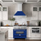 36 In. Satin Stainless Steel Wall Mount Range Hood With Blue Gloss Shell And Stainless Steel Handle