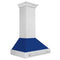 36 In. Satin Stainless Steel Wall Mount Range Hood With Blue Gloss Shell And Stainless Steel Handle
