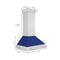 36 In. Satin Stainless Steel Wall Mount Range Hood With Blue Gloss Shell And Stainless Steel Handle