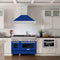 48 In. Satin Stainless Steel Wall Mount Range Hood With Blue Gloss Shell And Stainless Steel Handle