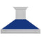 48 In. Satin Stainless Steel Wall Mount Range Hood With Blue Gloss Shell And Stainless Steel Handle