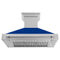48 In. Satin Stainless Steel Wall Mount Range Hood With Blue Gloss Shell And Stainless Steel Handle