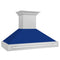 48 In. Satin Stainless Steel Wall Mount Range Hood With Blue Gloss Shell And Stainless Steel Handle