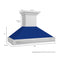 48 In. Satin Stainless Steel Wall Mount Range Hood With Blue Gloss Shell And Stainless Steel Handle